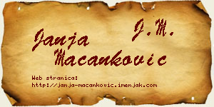 Janja Macanković vizit kartica